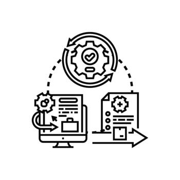 empresa sistemas implementación plan. desarrollo estilos proceso vector