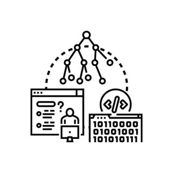 mix Code reasoning developing logic and algorithm thinking process vector