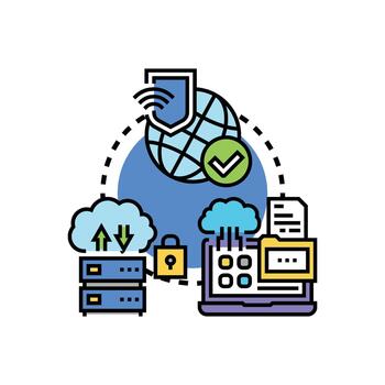 Network security protecting global cloud variations data. computing vector