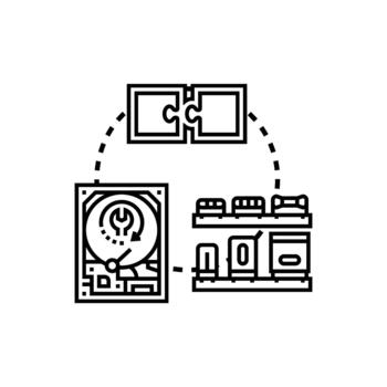 sistema moderno componente Descompostura análisis y desarrollo proceso. vector
