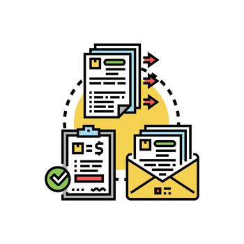Procurement document process. with forms and contract variations vector