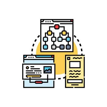 Webpage layout design developing user interface. modern structuring vector