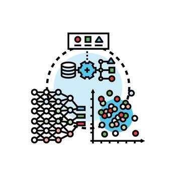 minimal Machine learning artificial intelligence data processing algorithm. vector