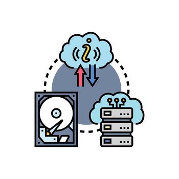 Unstructured. data storage and cloud set computing concept vector