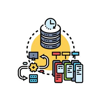 Real time. pack data stream processing and analytics concept vector