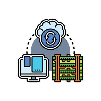 Synchronizing. cross range platform devices with cloud computing vector