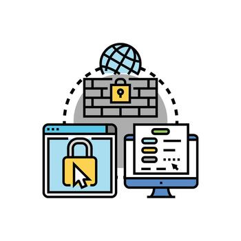 Https secure variations. connection protecting global internet data vector