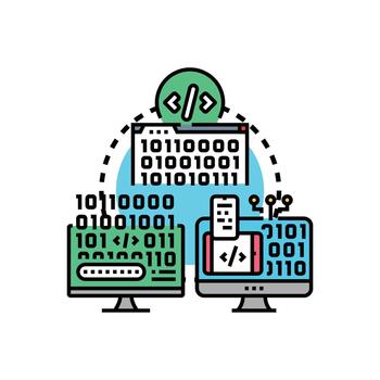 simplified. Programming language classifications developing digital software application vector