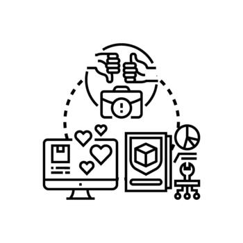 Feedback driven product refinement process. multipack development vector