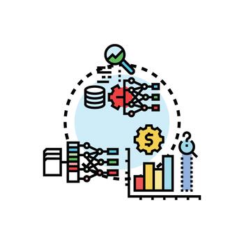 Machine learning forms concept for data forecasting process. vector