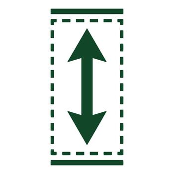 Vertical bidirectional arrow icon inside a dashed rectangular frame vector