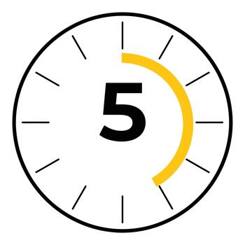 Circular countdown timer icon with number five countdown progress vector