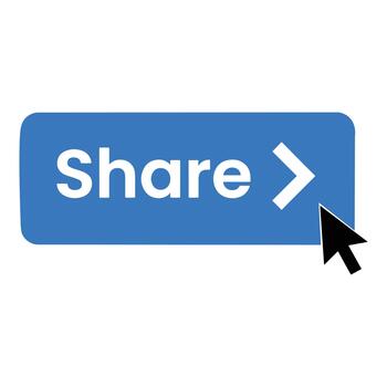 Share button user interface element with cursor icon, interface vector