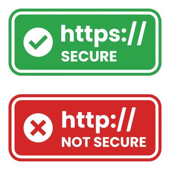 Secure https and not secure http web protocol status banners vector