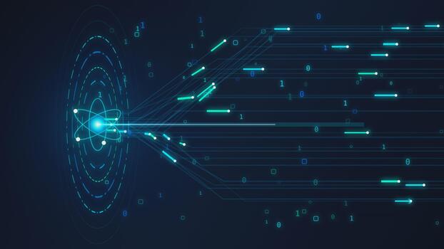 numérique atome visualisation avec binaire code Les données couler animation. video