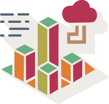 Cloud chart icon for data analytics vector