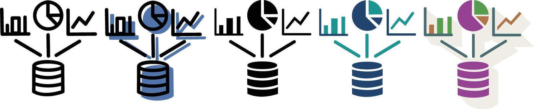 datos extracción desde base de datos icono conjunto vector