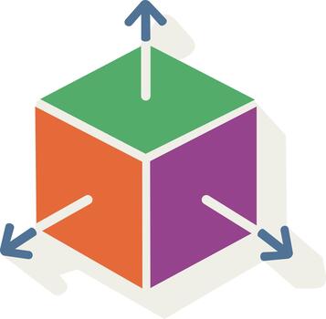 Tres dimensional cubo datos estructura icono vector
