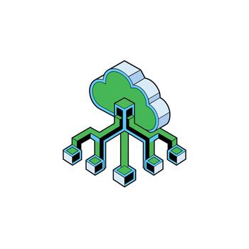 3D Cloud Storage Node Data Stream vector