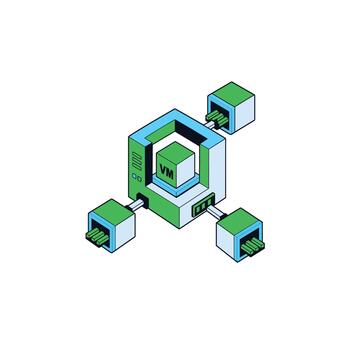 3d virtual máquina datos tapones vector