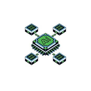 3D Cel Shaded Processor Binary Blocks vector