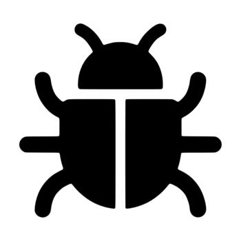 Solid Glyph Black Bug Insect Beetle Software Error Problem Icon vector