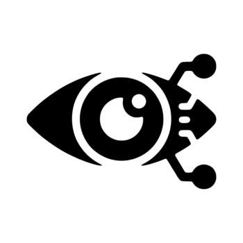 sólido moderno artificial inteligencia biónico ojo tecnología visión icono vector