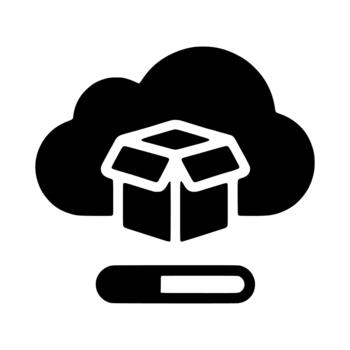 Solid Fill Cloud Box Package Software Install Loading Progress Icon Graphic vector