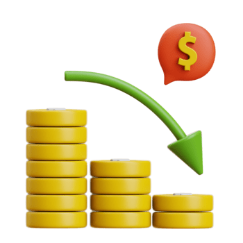 verminderen geld bedrijf 3d icoon png