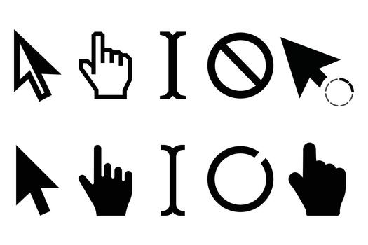 Mouse Cursor Pointer Icon Set Design vector