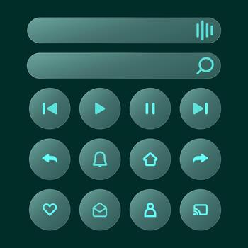 moderno multimedia jugador control S y solicitud interfaz elementos con interfaz, navegación vector