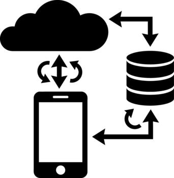 nube informática datos sincronización diagrama vector