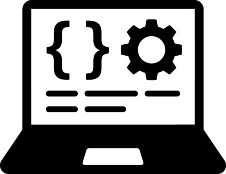 ordenador portátil computadora software desarrollo icono con software vector