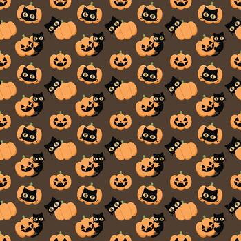 Tiny Pumpkin Cat Pattern vector