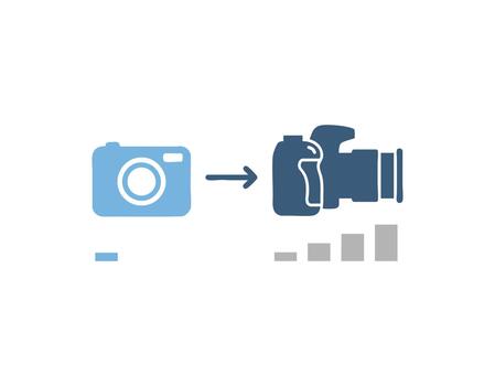 cámara comparación gráfico icono vector