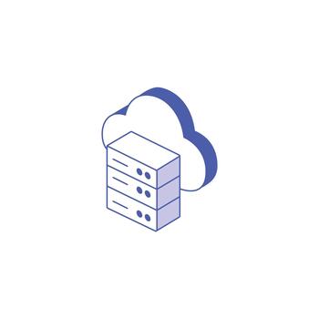 Cloud computing server rack representing data storage technology vector