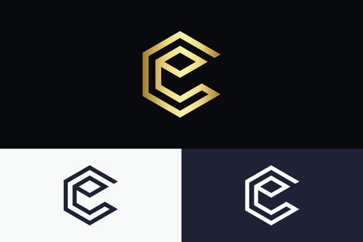Hexagonal Cube Letter E Logo vector