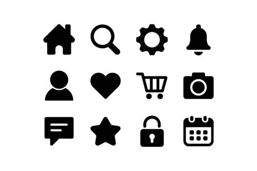 User Mobile Application Solid Glyph Set vector