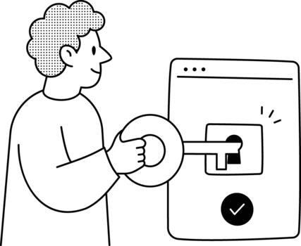 Developer configuring an API connection through a web interface. vector