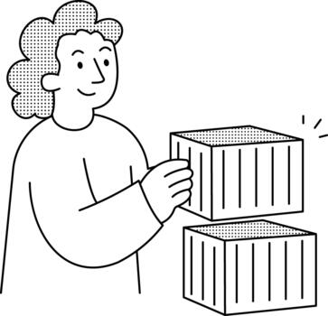 Developer organizing software containers within a deployment environment. vector