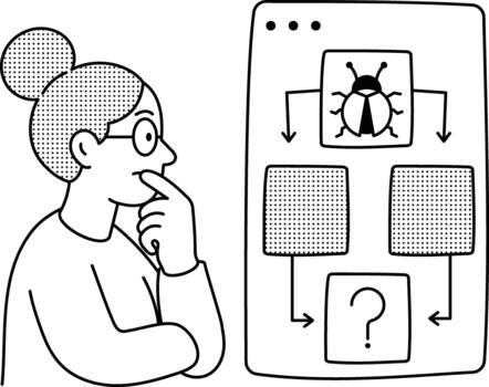 desarrollador estudiando un software error reporte y actuación grafico. vector