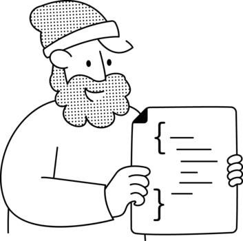 Developer holding a document containing coded infrastructure settings. vector
