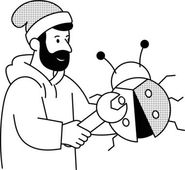 desarrollador reparando un software error utilizando técnico herramientas y código. vector
