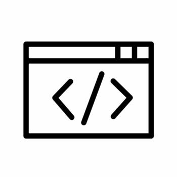 Web code window icon for programming software and web development interface vector