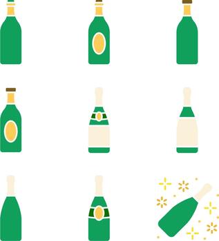 Champagne Solid Icon Pack vector