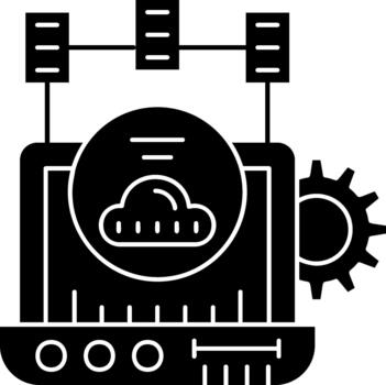 glifo icono nube informática nube informática virtual infraestructura solución icono vector