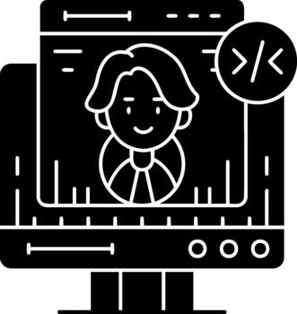 Glyph icon Programming Writing Efficient Code Building Powerful Software Applications Successfully vector