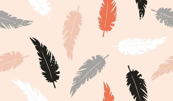 Cute feather pattern background design vector