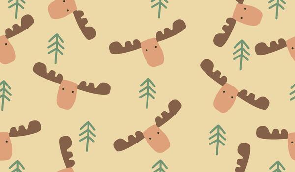 Cute deer pattern background design vector