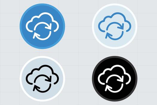 Cloud synchronization refresh icon set for data storage. vector